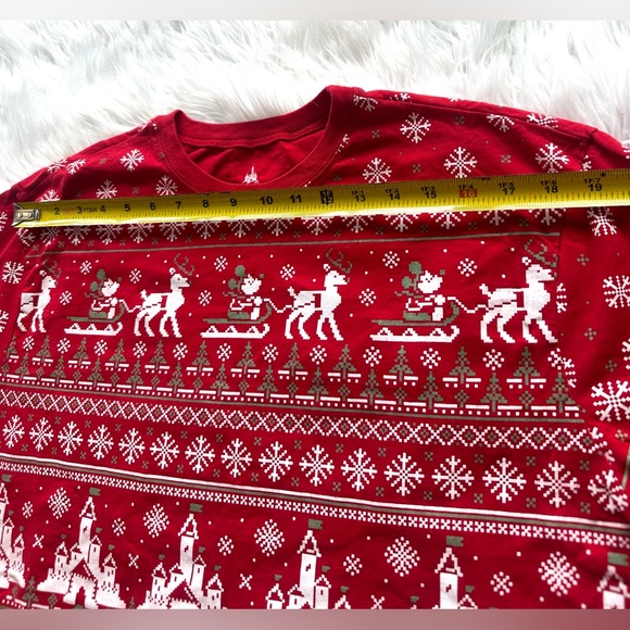 Disney Parks  Christmas T-Shirt  - Mickey Mouse Holiday Faux Cross Stitch Large - Picture 5 of 6